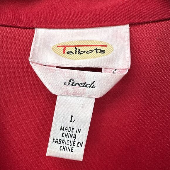 Vintage Talbots Blouse Womens Large Stretch Red Button Up Shacket Classic - Picture 2 of 8